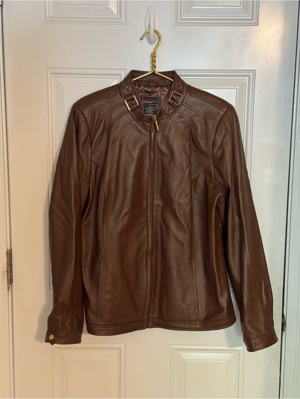 Bradley Bayou Leather Jacket Women’s Size XL Brown Moto Style